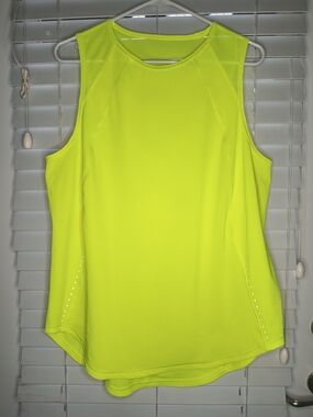 Lululemon Sculpt Tank Womens Top Highlight Yellow Mesh Panels Reflective Size 12